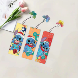 Diamond Painting set van 3 Boekenleggers Stitch