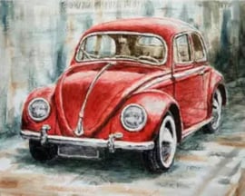 Diamond Painting Miss Coccinelle  VW Kever Rood 40x50
