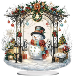 Diamond Painting Staander  Kerst Sneeuwman op Prieel