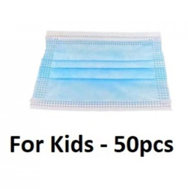 Blauwe wegwerp mondmaskers voor kinderen 50 stuks