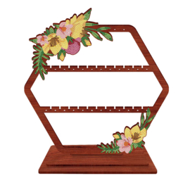 Diamond Painting  Oorbelrekje in Hout met gele Bloemen