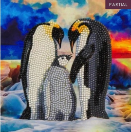 Diamond Painting Wenskaart Penguin Family