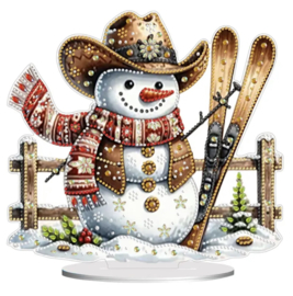 Diamond Painting Staander Sneeuwpop met Ski's