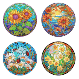 Diamond Painting Grote Onderzetters Bloemen set van 4 (voorverkoop)