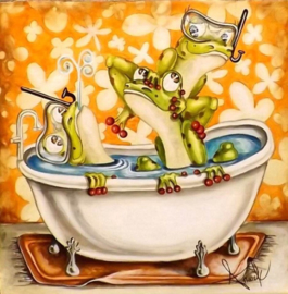 Diamond Painting Miss Coccinelle Bath Frogs 50x50