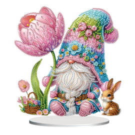 Diamond Painting Staander Lente Gnoom met Bloem