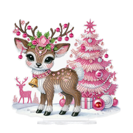 Diamond Painting  Staander Ree aan de Kerstboom