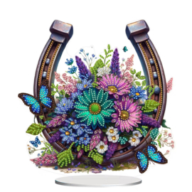 Diamond Painting  staander Hoefijzer met Bloemen