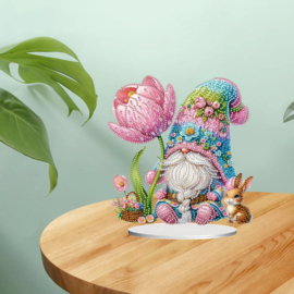 Diamond Painting Staander Lente Gnoom met Bloem