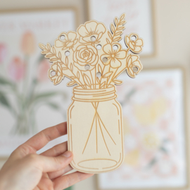 Verzamelplankje - Glazen pot met bloemen