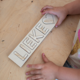 Houten puzzel met eigen naam - Botanische bladeren