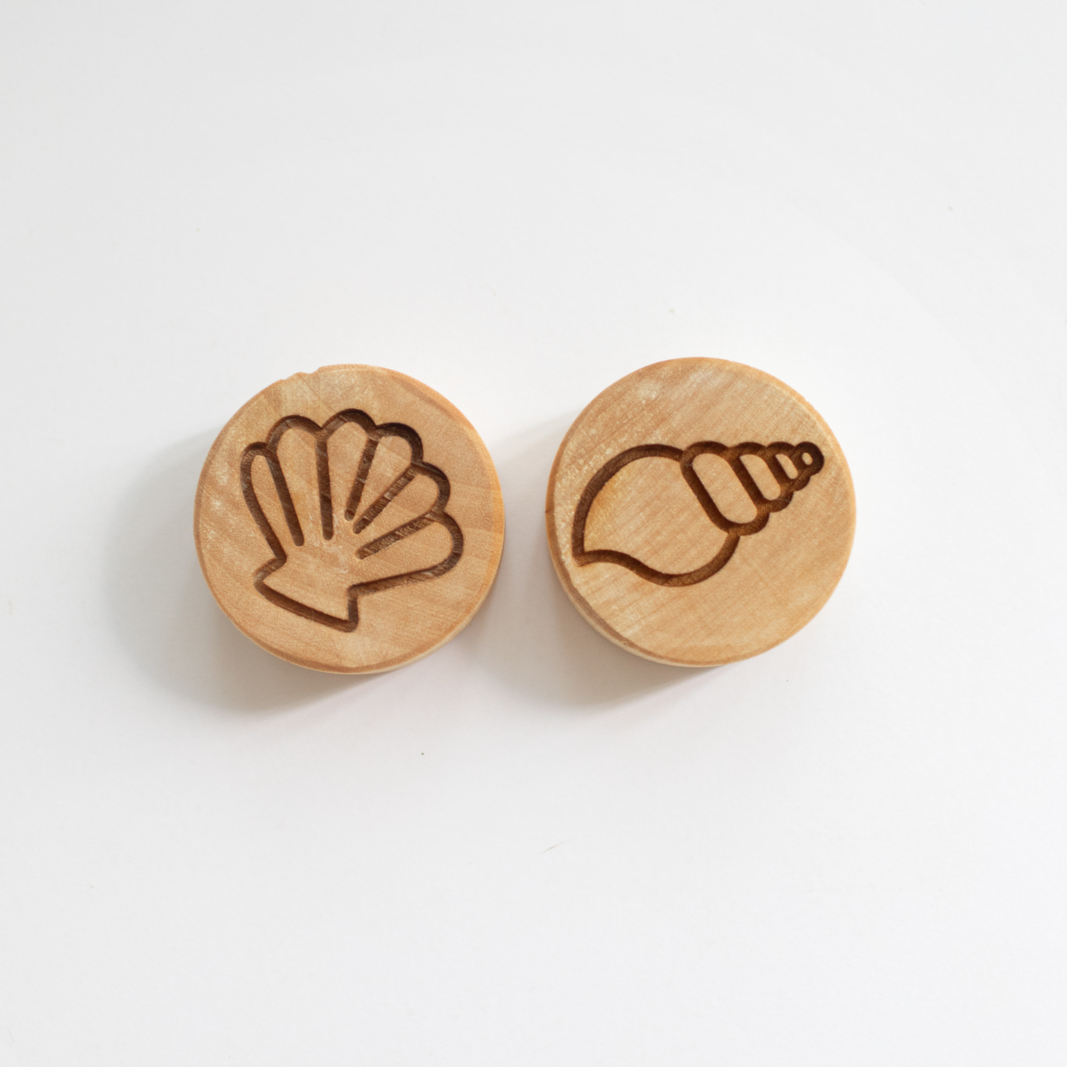 Houten stempelset - Schelpen