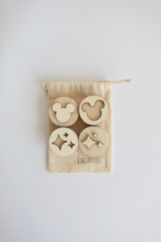 Houten mini Stempelset  - Mickey & Sparkles -