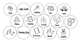Houten opslag/speelgoed labels