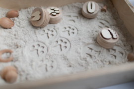 Houten mini stempelset  - Wilde dieren voetsporen -
