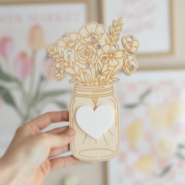 Verzamelplankje - Glazen pot met bloemen
