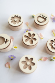 Houten stempelset - Bloemen -