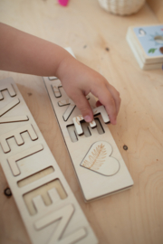 Houten puzzel met eigen naam - Botanische bladeren