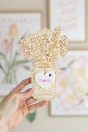 Verzamelplankje - Glazen pot met bloemen