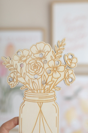 Verzamelplankje - Glazen pot met bloemen