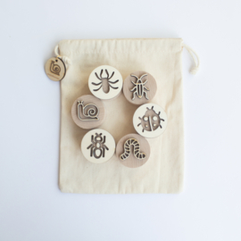 Houten stempelset - Kriebelbeestjes -