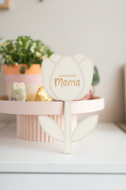 Houten knutselbloem met naam - Tulp 