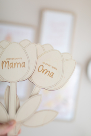 Houten knutselbloem met naam - Tulp 