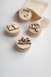 Houten mini stempelset  - Het regent, het regent! -