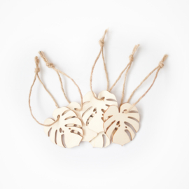 Houten hangers Monstera - set van 5