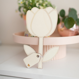 Houten knutselbloem blanco - Tulp