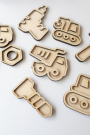 Speeltray  miniset - Bouwvoertuigen -