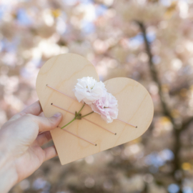 Houten bloemenhouder met draden - Groot