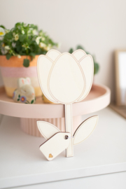 Houten knutselbloem blanco - Tulp
