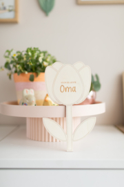 Houten knutselbloem met naam - Tulp 