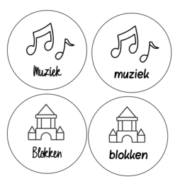 Houten opslag/speelgoed labels