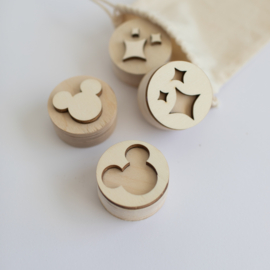 Houten mini Stempelset  - Mickey & Sparkles -