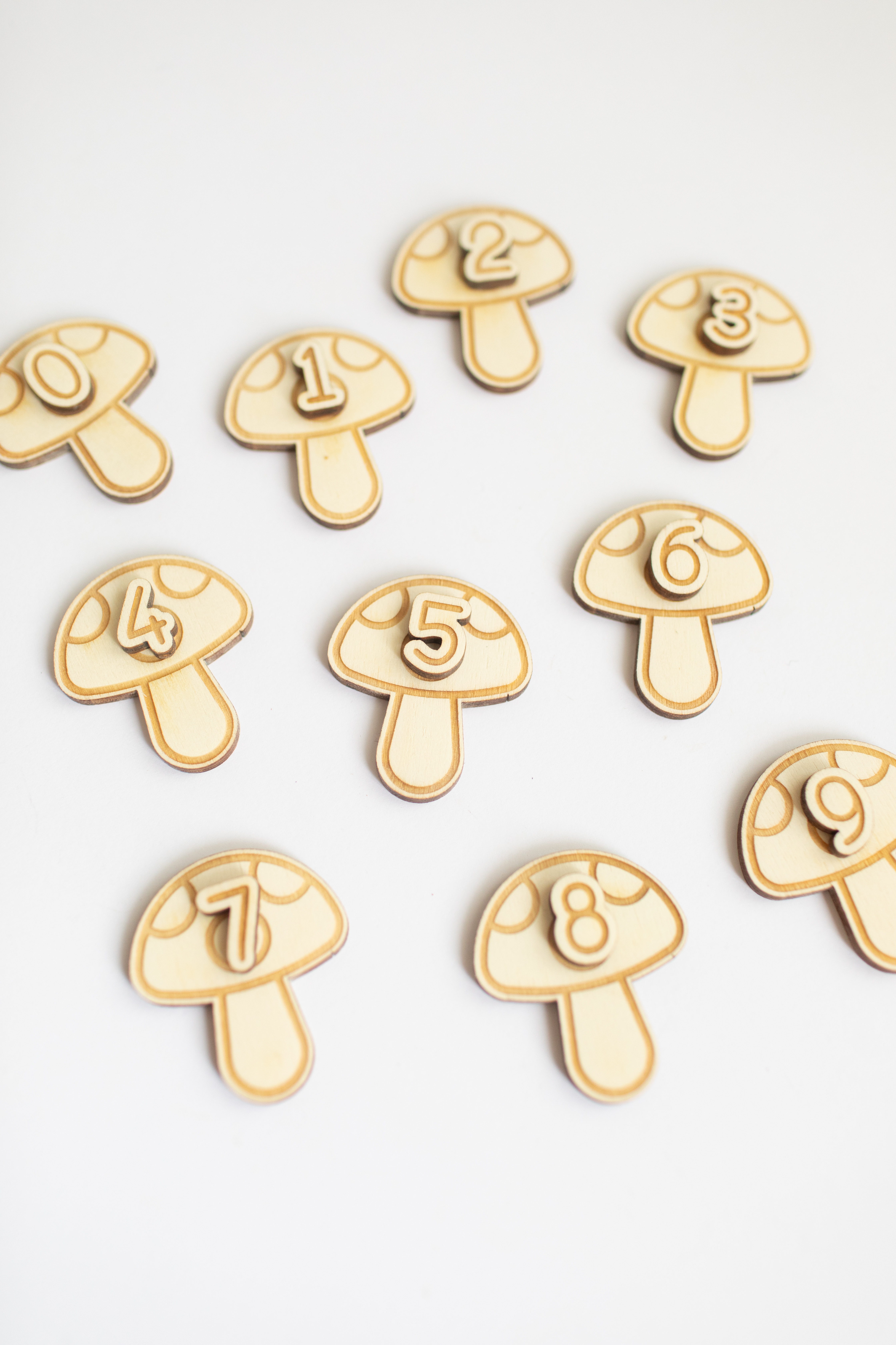 Telfiguren - Paddestoeltjes met cijfers 0-9
