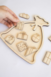 Houten speeltray - De zak van de kerstman!