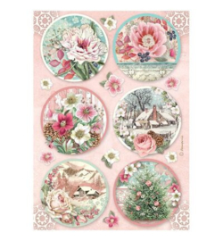 Stamperia Rice Paper A4 – Winter Magic rondjes