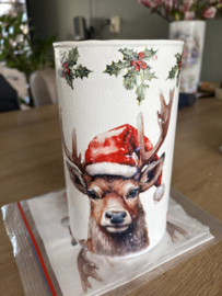 Deer with Santa hat white 3 stuks 