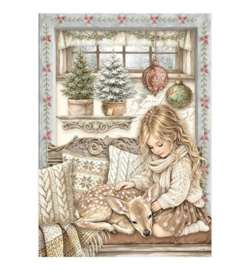 Stamperia mini Rice Paper A6 8 vellen – White Christmas
