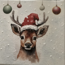 Deer with Santa hat white 3 stuks 
