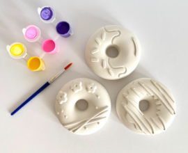Donuts van Gips 3x inclusief verf en kwastje