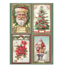 Stamperia Rice Paper A4 – Classic Christmas 4 kaarten