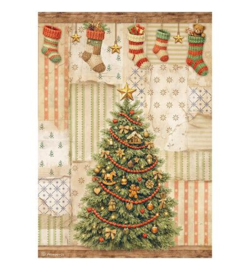 Stamperia Rice Paper A4 – Silent Night kerstboom