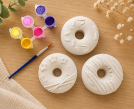 Donuts van Gips 3x inclusief verf en kwastje