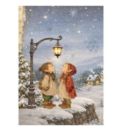 Stamperia Rice Paper A4 – Silent Night straatlantaarn