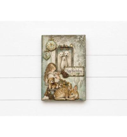 Stamperia Rice Paper A4 – White Christmas Cozy Bears