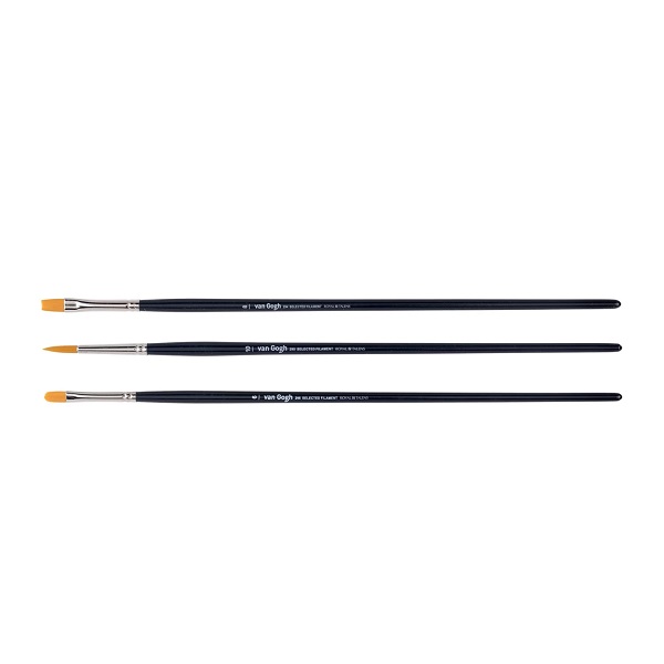 Van Gogh Penseel voor olie- en acrylverf, 3-delige set, serie 294 nr. 8, 295 nr. 10, 296 nr. 6