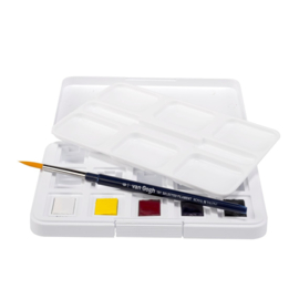 Aquarelverf pocket box primaire mengset: 5 halve napjes + 7 lege plekken